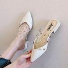 Pointed Studded Low Heel Mules