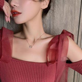 Rhinestone Pendant Alloy Necklace Silver Rhinestone - Rose Gold - One Size