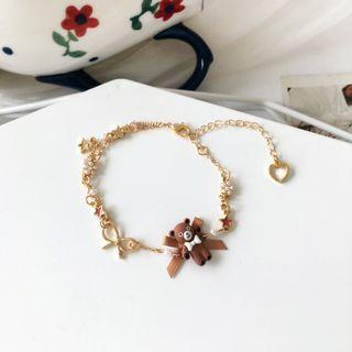 Bear Alloy Bracelet 1 Pc - Bracelet - Bear - Brown & Gold - One Size