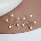 Faux Pearl 925 Sterling Silver Star Earring