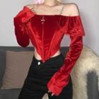 Cold-shoulder Chained Crop Blouse