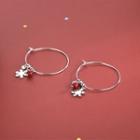 925 Sterling Silver Rhinestone Snowflake Hoop Earring 1 Pair - Es645 - Silver - One Size