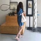 Wrap-front Denim Playsuit With Sash