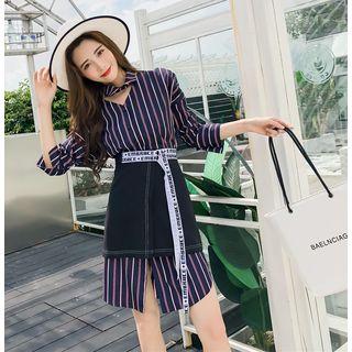 Set: Striped Shirtdress + Skirt
