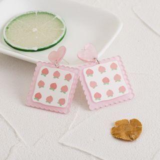 Peach Cookie Heart Drop Earrings Pink - One Size