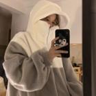 Fleece Color Panel Long-sleeve Hooded Jacket