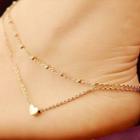 Heart Layered Anklet Gold - One Size