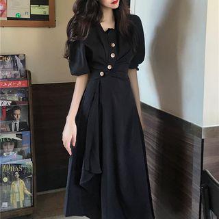 Irregular High-waist Short-sleeve Dress