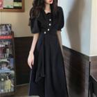 Irregular High-waist Short-sleeve Dress