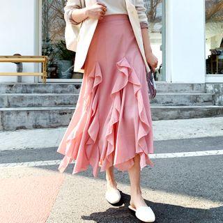 Ruffle-trim Long Chiffon Skirt