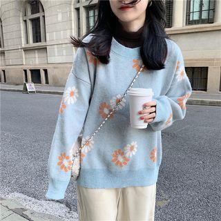 Flower-print Loose-fit Sweater