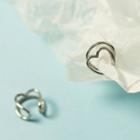 Layered Heart Ear Cuff 1 Pair - Silver - One Size