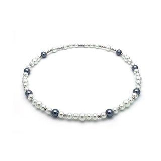 Faux Pearl Necklace Dark Gray & Silver - One Size