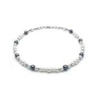 Faux Pearl Necklace Dark Gray & Silver - One Size