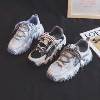 Letter Embroidered Chunky Lace-up Sneakers