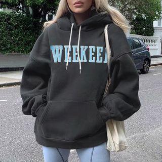 Lettering Plain Long Sleeve Sweatshirt