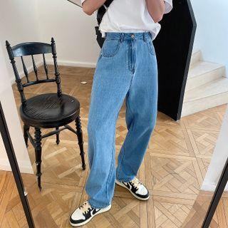 Color Block Pocket Wide Leg Jeans