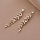 Leaf Earring 1 Pair - Qr-332 - Gold - One Size