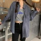 Oversized Plaid Shirt Plaid - As Shown In Figure - One Size