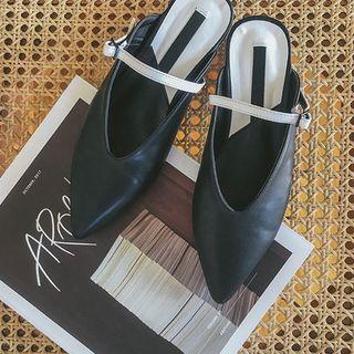 Pointy-toe Mary Jane Flat Mules