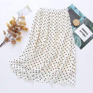 Dotted Midi A-line Skirt Dotted - Beige - One Size