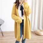 Open Front Long Cardigan Yellow - One Size