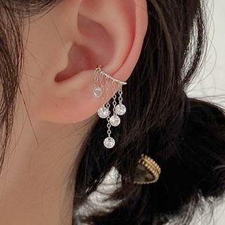 Rhinestone Sterling Silver Fringed Cuff Earring