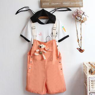 Short-sleeve Rabbit Ear Top / Jumper Shorts / Set