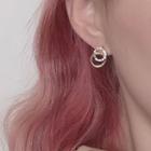 Interlocking Rhinestone & Alloy Hoop Earring Aq0441 - 1 Pair - S925 Silver Needle - Gold - One Size