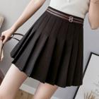 Belted Mini Pleated Skirt