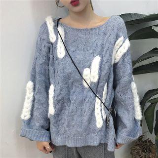 Two Tone Cable Knit Sweater