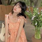 Sleeveless Plaid Dress Tangerine - One Size