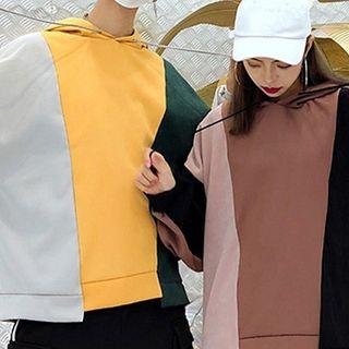 Color-block Panel Long-sleeve Hoodie