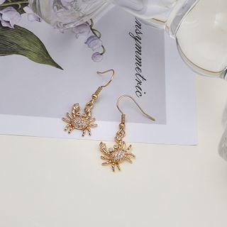 Crab Rhinestone Dangle Earring 1 Pair - E2055-3 - Gold - One Size