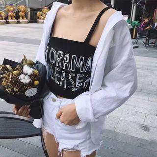 Lettering Cropped Camisole Top