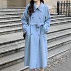 Double-breasted Midi Coat Blue - One Size
