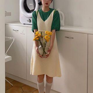 Knit Mini A-line Overall Dress