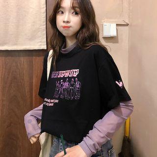 Printed Short-sleeve T-shirt / Mock Neck Long-sleeve T-shirt