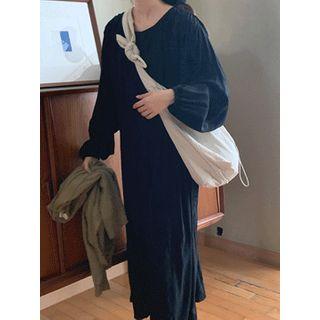 Gathered-waist Maxi Shirred Dress