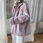 Hooded Plain Loose-fit Coat