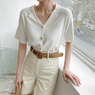 Open-placket Embroidered Cardigan