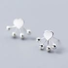 925 Sterling Silver Heart Fringed Earring 1 Pair - S925 Silver Stud - Silver - One Size