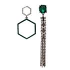 Non-matching Rhinestone Hexagon Fringed Earring