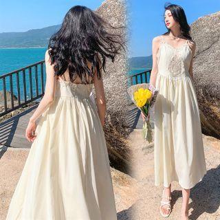 Spaghetti Strap Lace Panel Midi Sundress