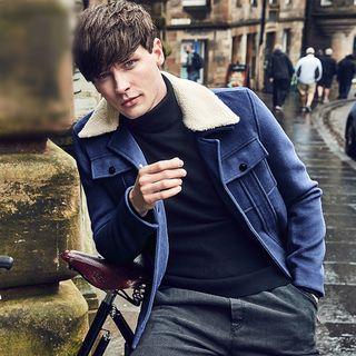 Fleece Collar Woolen Button Jacket