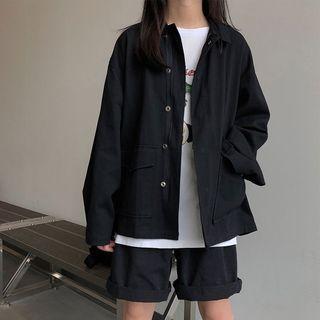 Double-pocket Plain Coat
