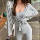 Set: Camisole Top + Sweatpants + Hood Zip Jacket