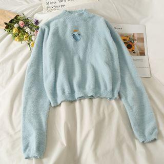 Heart-window Furry-knit Sweater