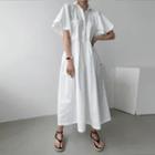 Puff-sleeve Long Shirtwaist Dress
