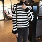 Long Sleeve High Neck Striped Top